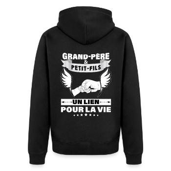Papy Et Petit-Fils Cadeau Tendre Famille - Veste à capuche bio Premium Unisexe - noir - Dos - Nico (187cm)