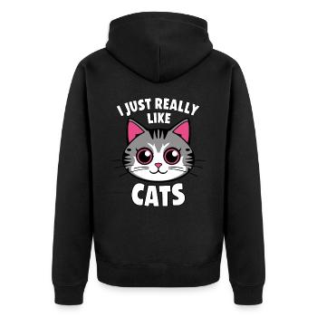 Chat Chats Amoureux Chat Propriétaire Chaton - Veste à capuche bio Premium Unisexe - noir - Dos - Nico (187cm)