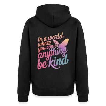 Schmetterling Monarchfalter Bunt Schmetterlinge - Unisex Premium Bio Zip Hoodie - Schwarz - Hinten - Nico (187cm)