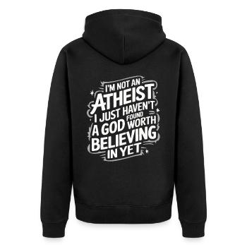 Athéisme, athée, anti-religion, agnostique - Veste à capuche bio Premium Unisexe - noir - Dos - Nico (187cm)