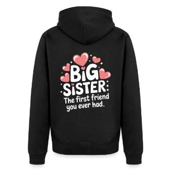 Sœur, Frère ou sœur, Famille - Veste à capuche bio Premium Unisexe - noir - Dos - Nico (187cm)
