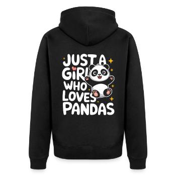 Pandabär Panda Tier Pandas - Unisex Premium Bio Zip Hoodie - Schwarz - Hinten - Nico (187cm)