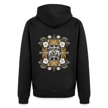 Jesus Christus, Heiliges Herz Jesu, Rosen-Dekor - Unisex Premium Bio Zip Hoodie - Schwarz - Hinten - Nico (187cm)