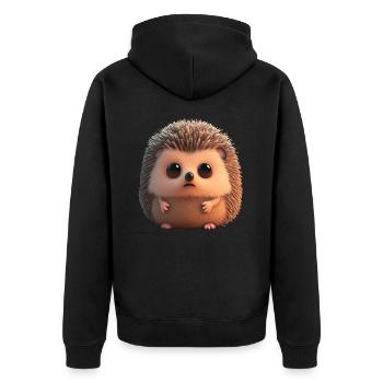 Niedlicher kleiner Chibi Igel - Unisex Premium Bio Zip Hoodie - Schwarz - Hinten - Nico (187cm)