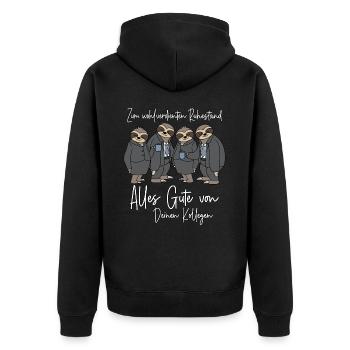 Ruhestand Arbeitskollege Rente Abschied Kollege - Unisex Premium Bio Zip Hoodie - Schwarz - Hinten - Nico (187cm)