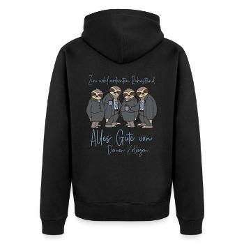 Abschied Kollege Ruhestand Arbeitskollege Rente - Unisex Premium Bio Zip Hoodie - Schwarz - Hinten - Nico (187cm)