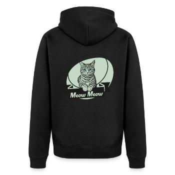 meow meow - Unisex Premium Bio Zip Hoodie - Schwarz - Hinten - Nico (187cm)