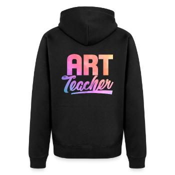 Art teachers - Unisex Premium Organic Zip Hoodie - black - Back - Nico (187cm)