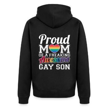 Fière maman d'un fils gay - Veste à capuche bio Premium Unisexe - noir - Dos - Nico (187cm)