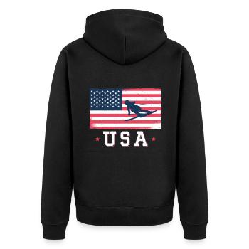 Skiing USA American Flag Ski - Unisex Premium Organic Zip Hoodie - black - Back - Nico (187cm)
