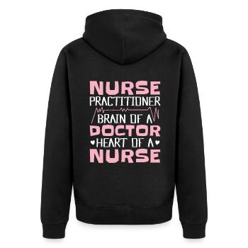Nurse Practitioner - Unisex Premium Organic Zip Hoodie - black - Back - Nico (187cm)