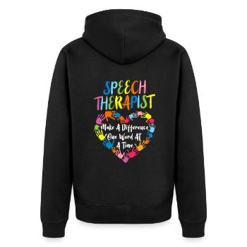Orthophoniste Speech Language Pathologist Speechie - Veste à capuche bio Premium Unisexe - noir - Dos - Nico (187cm)