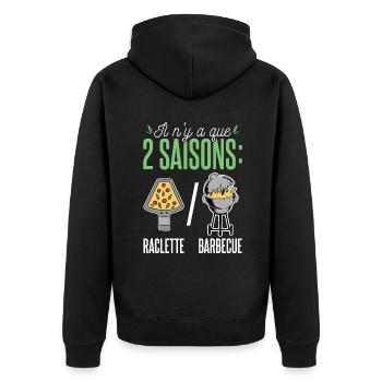 Raclette Addict Käse - Unisex Premium Bio Zip Hoodie - Schwarz - Hinten - Nico (187cm)