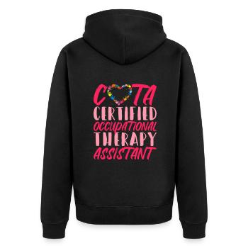 COTA Assistant certifié en ergothérapie - Veste à capuche bio Premium Unisexe - noir - Dos - Nico (187cm)