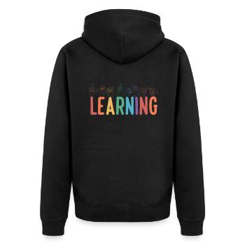 American Sign Language ASL Teacher - Unisex Premium Organic Zip Hoodie - black - Back - Nico (187cm)