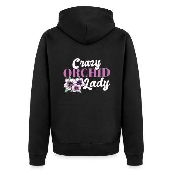 Orchideenliebhaberin Verrückte Orchideenfrau - Unisex Premium Bio Zip Hoodie - Schwarz - Hinten - Nico (187cm)