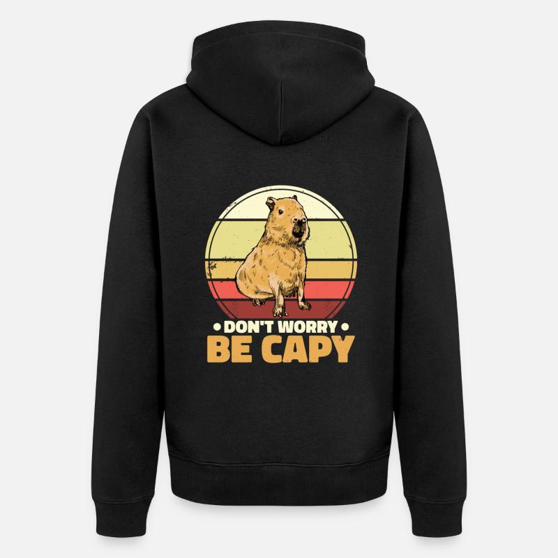 Don't Worry Be Capy - Unisex Premium Bio Zip Hoodie - Schwarz