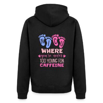 Caffeine NICU Nurse - Unisex Premium Organic Zip Hoodie - black - Back - Nico (187cm)