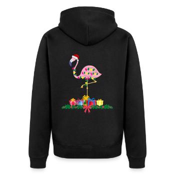 Flamingo-Weihnachten. Weihnachtsgeschenk - Unisex Premium Bio Zip Hoodie - Schwarz - Hinten - Nico (187cm)