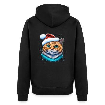 L’illustration numérique de chaton de Noël, un grand Avent - Veste à capuche bio Premium Unisexe - noir - Dos - Nico (187cm)