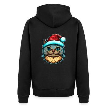 Illustration numérique parfaite pour chat de Noël pour tous les chats - Veste à capuche bio Premium Unisexe - noir - Dos - Nico (187cm)