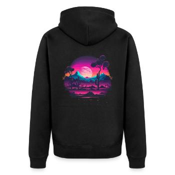 Vaporwave Artwork - Unisex Premium Organic Zip Hoodie - black - Back - Nico (187cm)