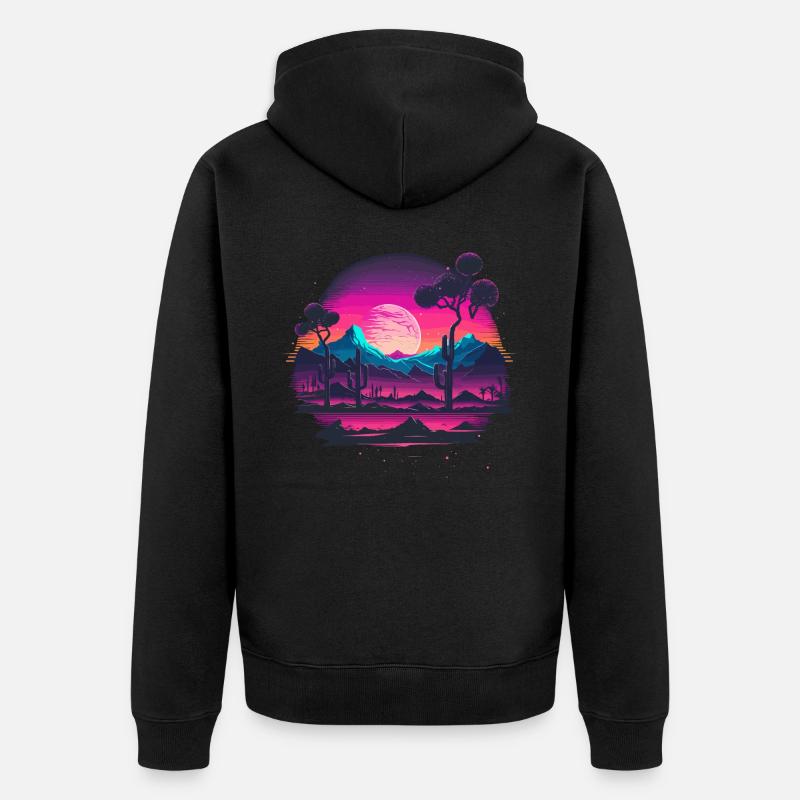 Vaporwave Artwork - Unisex Premium Bio Zip Hoodie - Schwarz