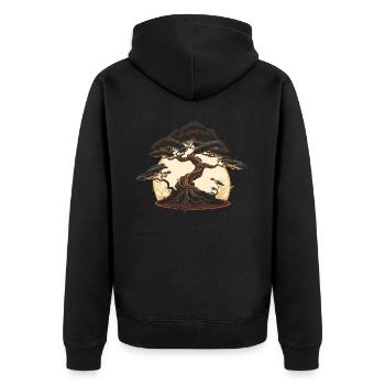 Entzückender Bonsai-Baum - Unisex Premium Bio Zip Hoodie - Schwarz - Hinten - Nico (187cm)