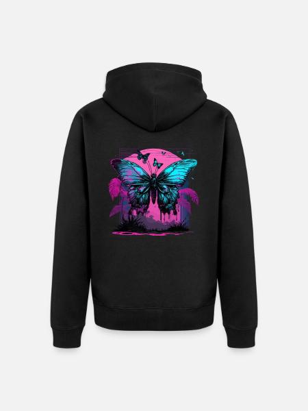 Nostalgic Transformation of Butterfly - Unisex Premium Organic Zip Hoodie - black