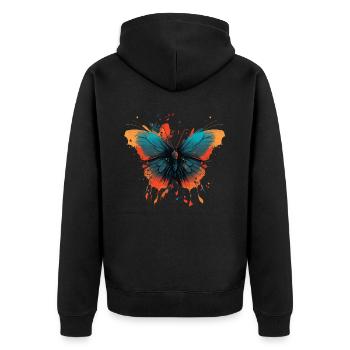 Schmetterlingsflügel - Unisex Premium Bio Zip Hoodie - Schwarz - Hinten - Nico (187cm)