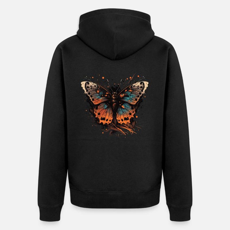 Papillon brun - Veste à capuche bio Premium Unisexe - noir