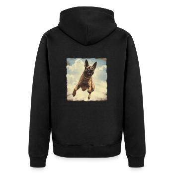 Belgian Shepherd Vintage - Unisex Premium Organic Zip Hoodie - black - Back - Nico (187cm)