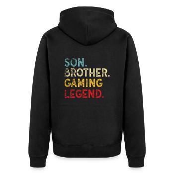 Son Brother Gaming-Legende Retro Vintage Funny Vide - Unisex Premium Bio Zip Hoodie - Schwarz - Hinten - Nico (187cm)