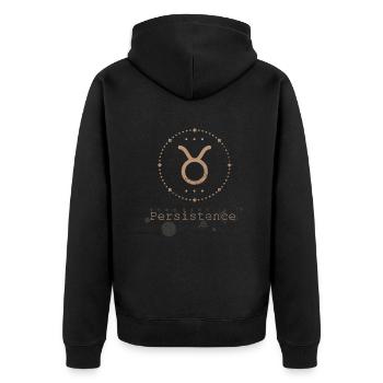 Sternzeichen Astrologie Minimalistischer geometrischer Stier - Unisex Premium Bio Zip Hoodie - Schwarz - Hinten - Nico (187cm)