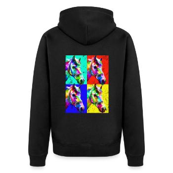 Pop Art Cheval Ferme Animal Lover Drôle Cheval Ri - Veste à capuche bio Premium Unisexe - noir - Dos - Nico (187cm)