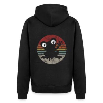 Frosch Frösche Geschenk für Kinder Lustig Witzig - Unisex Premium Bio Zip Hoodie - Schwarz - Hinten - Nico (187cm)