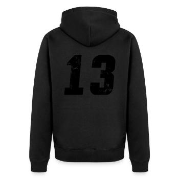 Cool Number 13 - 13 Years Old 13th Birthday Gift - Unisex Premium Organic Zip Hoodie - black - Back - Nico (187cm)