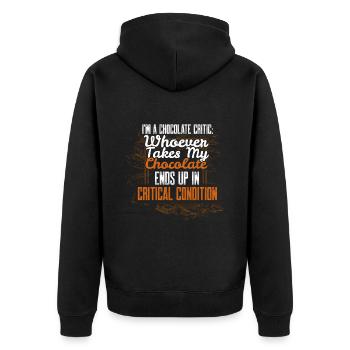 Chocolate Lover Critical Chocolate Critic Funny Ch - Unisex Premium Organic Zip Hoodie - black - Back - Nico (187cm)