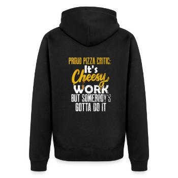 Stolzer Pizzakritiker Pizzajob Lustiger Pizzaliebhaber Piz - Unisex Premium Bio Zip Hoodie - Schwarz - Hinten - Nico (187cm)