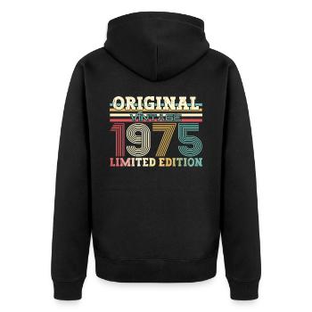 50. Geburtstag Legendär 1975 Jahrgang 1975 - Unisex Premium Bio Zip Hoodie - Schwarz - Hinten - Nico (187cm)