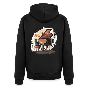 Piano Pizzazz: A Whimsical Melody - Unisex Premium Organic Zip Hoodie - black - Back - Nico (187cm)