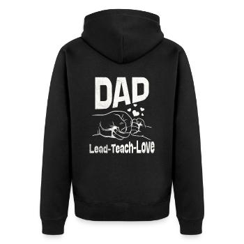 Papa Lead lehre Liebe - Unisex Premium Bio Zip Hoodie - Schwarz - Hinten - Nico (187cm)