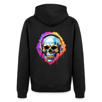Headphones - Unisex Premium Organic Zip Hoodie - black - Back - Nico (187cm)