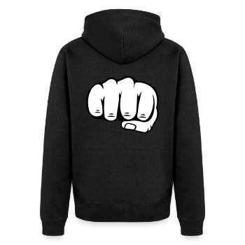 Faust - Unisex Premium Bio Zip Hoodie - Schwarz - Hinten - Nico (187cm)
