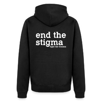 End the Stigma Fight The Trauma - Unisex Premium Organic Zip Hoodie - black - Back - Nico (187cm)