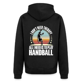 Handball Handballer - Unisex Premium Bio Zip Hoodie - Schwarz - Hinten - Nico (187cm)