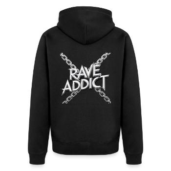EDM Techno Rave Music Festival - Unisex Premium Organic Zip Hoodie - black - Back - Nico (187cm)