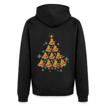 Pizza Fast Food Pizza Christmas Tree - Unisex Premium Bio Zip Hoodie - Schwarz - Hinten - Nico (187cm)