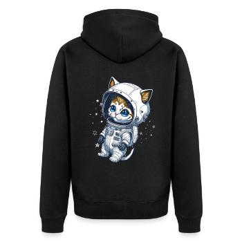 Baby cat in space - Unisex Premium Organic Zip Hoodie - black - Back - Nico (187cm)