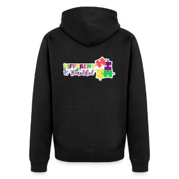 PUZZLE ADHS AUTIST ANDERS IST SCHÖN SPRUCH MOTIVE - Unisex Premium Bio Zip Hoodie - Schwarz - Hinten - Nico (187cm)